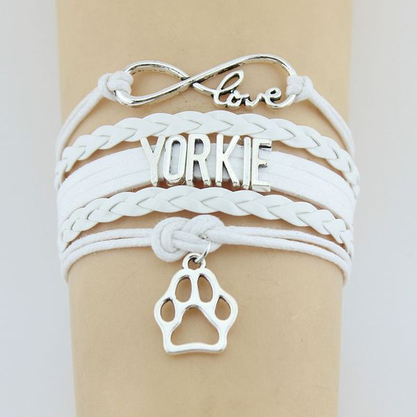 

infinity love yorkie paw charm wrap bracelets paw print charms animal bracelet gifts for women & men bracelets jewelry, Golden;silver