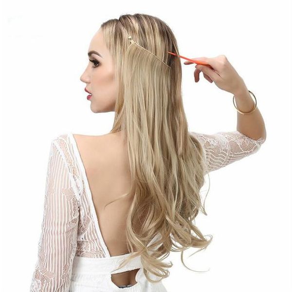 

2020 fashion new wave halo hair extension invisible bai arag synthetic real hair hair natural flip hidden secret silk crown size notes mmmm, Black