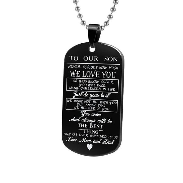 

alloy pendant necklace double dog tag plate army biker chain necklace man woman military necklace ball ch qyljba, Black