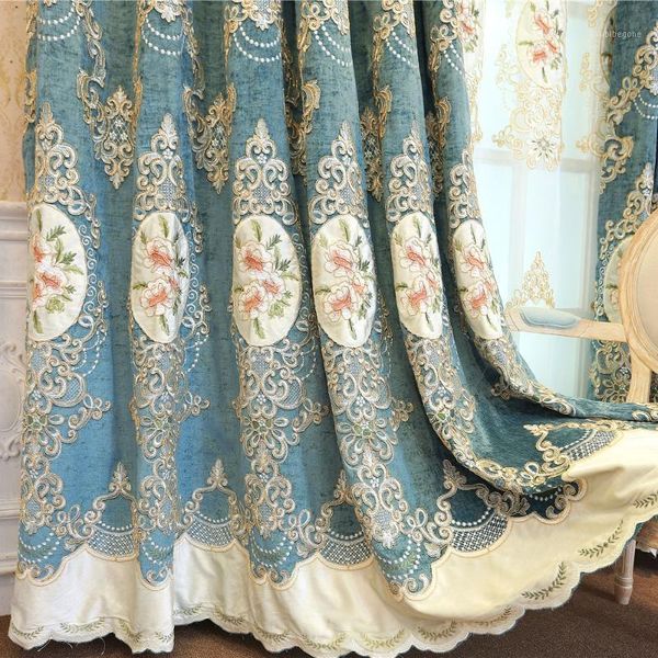 

curtain & drapes slow soul europe embroidered floral curtains for the living room luxury coffee blue purple pink and tulle bedroom kitchen1
