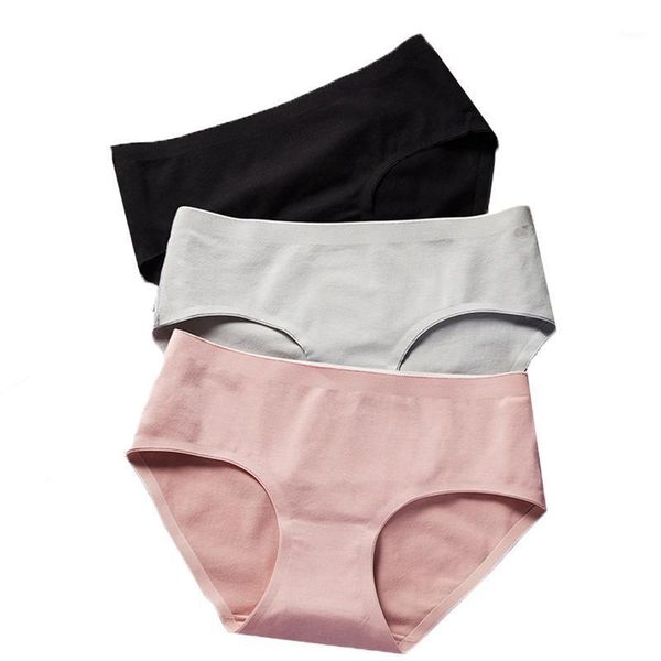 

cotton solid color women underwear female breathable seamless briefs soft sanitary panties lady comfortable shape lingerie1, Black;pink