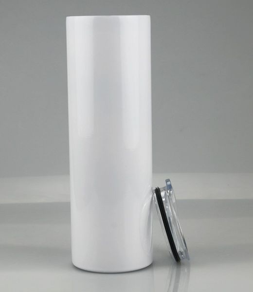 

20oz 30oz sublimation straight skinny tumbler stainless steel blank white skinny cup with lid straw cylinder bottle sea shipping bwd2735