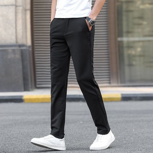 

08pls western loose 2020 new men's thin casual hbwzn straight pants korean slim simple business summer casual pants men's, Blue