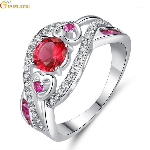 

wedding rings female luxury 5 ct big red round cut shining zircon ring with large cz stones for women present fashion jewelry1, Slivery;golden