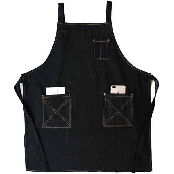 

barista hairdresser denim apron shoulder strap korean fashion overalls