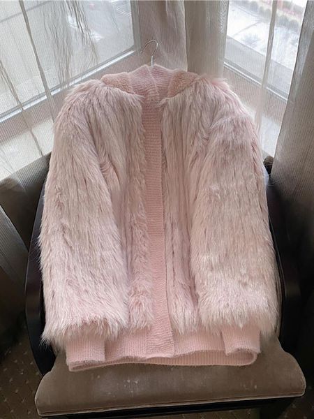 

women's fur & faux lanlin high-end pink coat for young women 2021 winter thickened short foreign fashion light luxury, Black