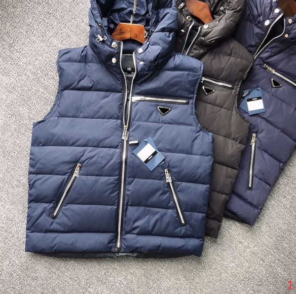 

20sw mens jacket vest down hooded coat fashion windbreaker for men women warm thick coat vest with zippers jacket coat sleeveless, Black;brown