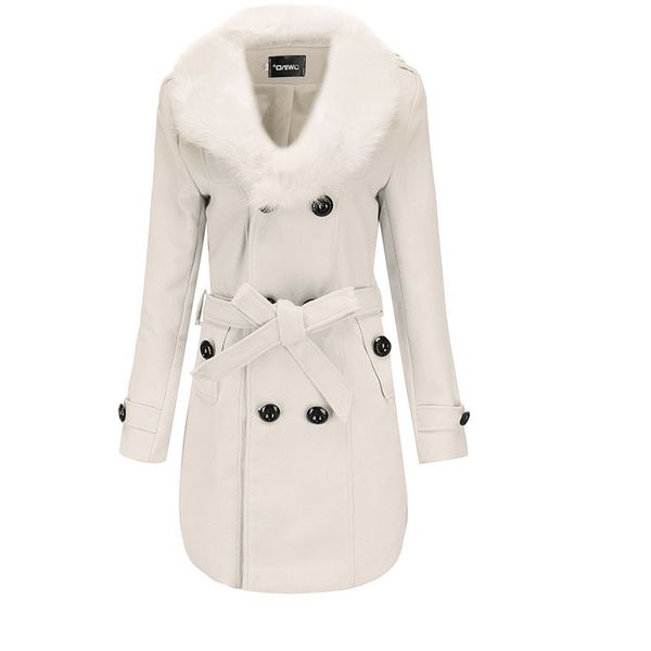 

2021 autumn winter plus size woolen coat women fashion long thick wool coats women's casual warm double-breasted overcoat e095, Black