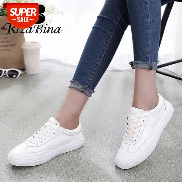 

rizabina women vulcanized shoes leather lacing platform women sneakers soft sewing casual outdoor footwear size 34-40 #559x