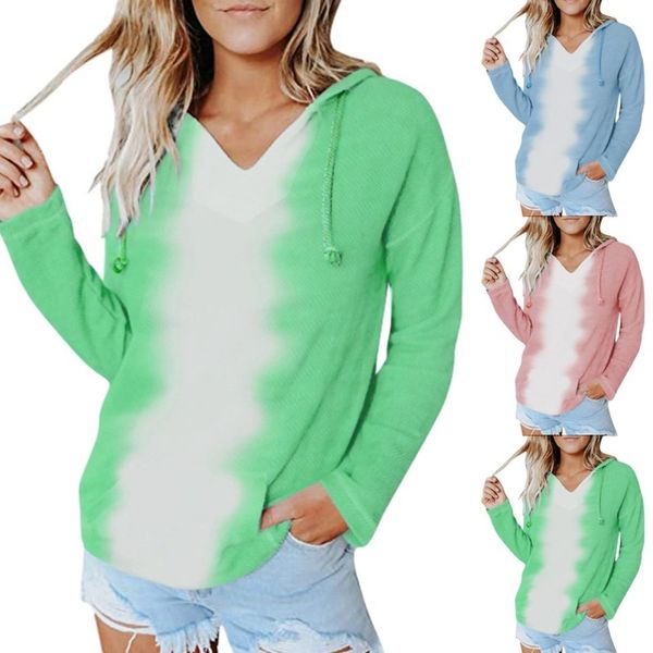 

winter clothes women tie-dye hoodies novelty pullover long sleeve drawstring sweatshirts with pocket kg-1067, Black