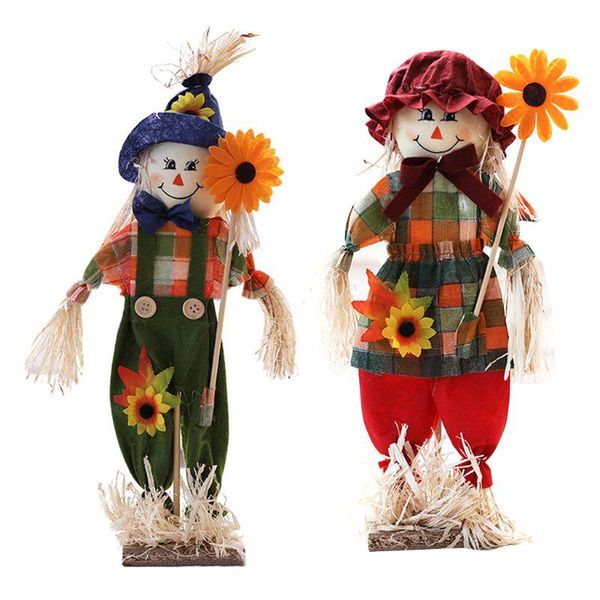 

scarecrow ornaments standing straw doll desklayout home halloween decoration