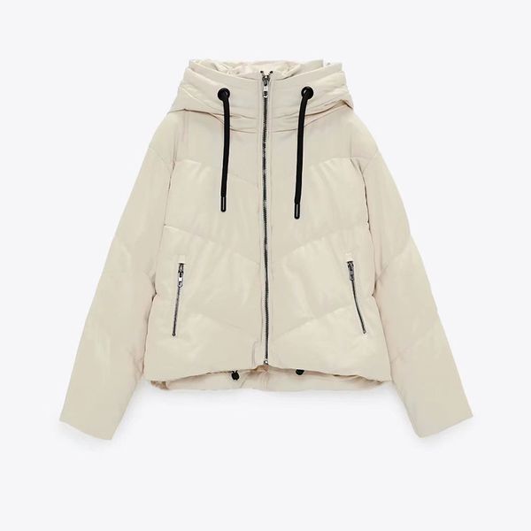 

2021 new winter new women fashion all-match and warm imitation leather hooded long-sleeved female cotton jacket r0is, Black