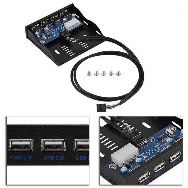 

floppy bay 9 pin 4 port usb 2.0 front panel with screws media dashboard internal hub adapter deskbracket cable computer pc1