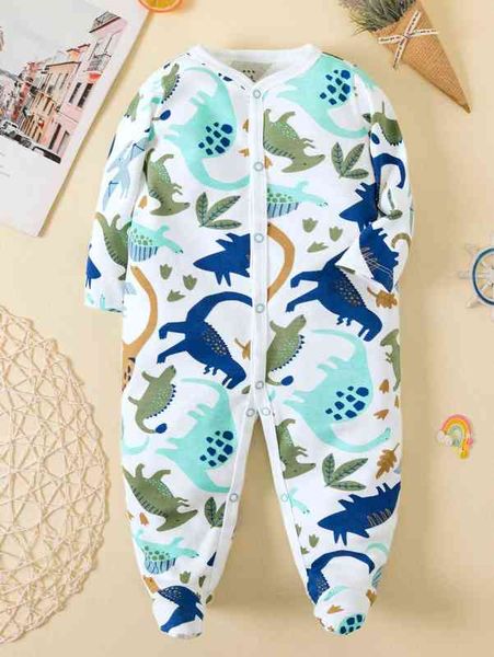 

baby dinosaur print button up sleep jumpsuit she, Blue