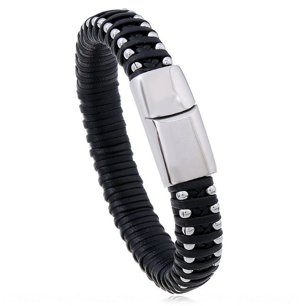 

hand woven titanium steel man's imitation simple men's jewelry magnet hand woven titanium steel man's imitation leather simpl, Golden;silver