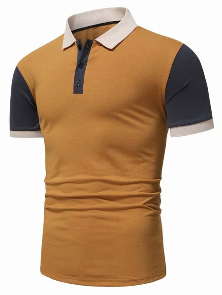 

men contrast sleeve polo shirt o55u#, White;black