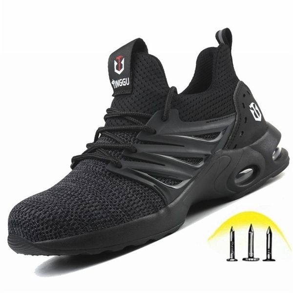 

lightweight men and women steel toe safety anti smashing breathable mesh air cushion work boots indestructible shoes y200915, Black;brown