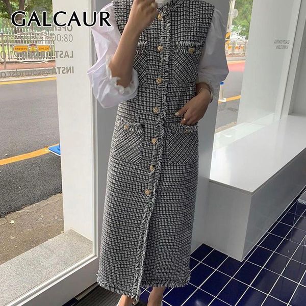

vintage coat for women v neck sleeveless patchwork plaid hit color oversized high street coats female autumn tide kg-886, Black;white