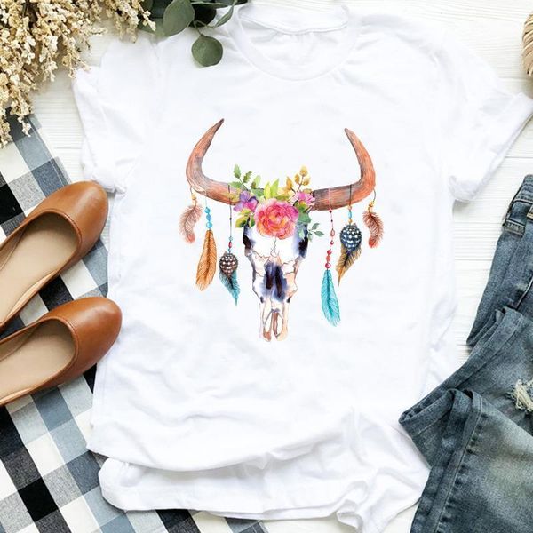 

женщины lady theifer cow череп 90-х падают осень осень хэллоуин печать футболки женские t tee женские рубашки одежда верхняя графическая фут, White