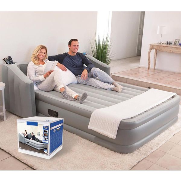 

inflatable air mattress double bed thick cushion outdoor travel camping bed portable pad with electric pump