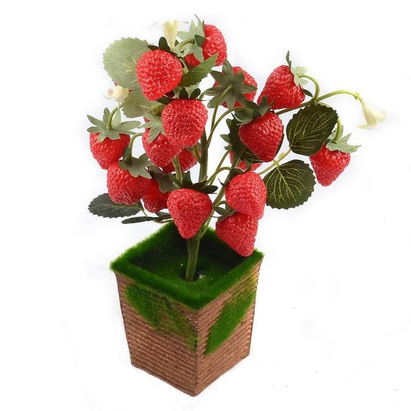 

party decoration artificial strawberry potted tree bonsai accessories vegetable plants kitchen toys for wedding home