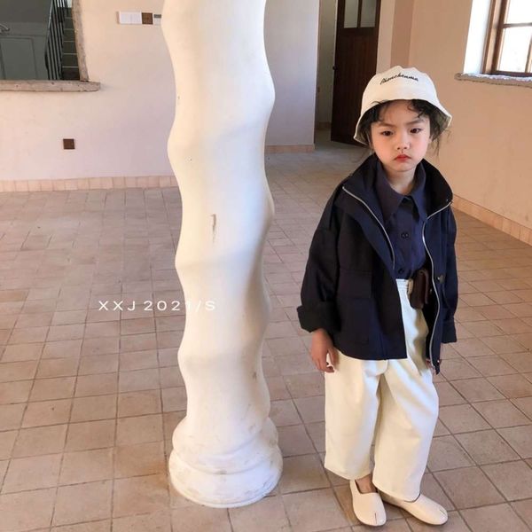 

sauce 2021 spring children's windbreaker xuanxuan korean casual solid short coat boys and girls' cardigan uz7n, Black