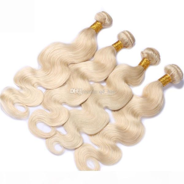 

selling #613 brazilian virgin hair body wave honey blonde malaysian hair weave 4 bundles platinum blonde human hair extension, Black