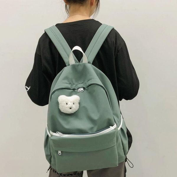

difa waterproof women backpack female lovely schoolbag for teenage girls travel bag solid color casual book mochila
