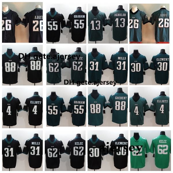 

2021 vapor philadelphia eagles mens 62 jason kelce elliott brandon graham jalen mills corey clement agholor goedert football jersey, Black;red