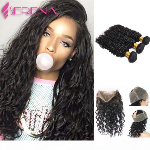 

360 lace frontals hair bundles with lace frontal closure human curly frontal hair and frontal 7a brazilian kinky curly hair extensions, Black;brown