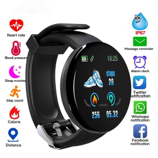 

smart watch d18 men women, wristband with blood prsure meter, for ios and android