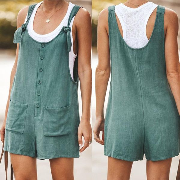

women sleeveless rompers summer solid loose women jumpsuit button bib wrapped strapless plus size female playsuit overalls, Black;white