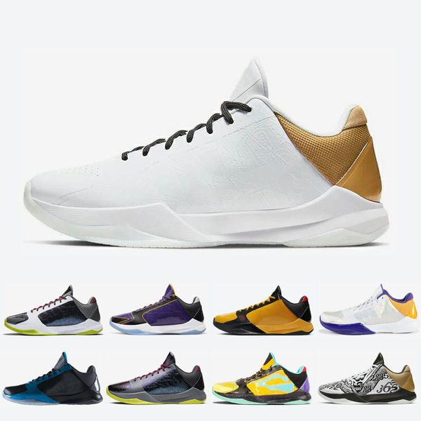 

big stage mens basketball shoes chaos ii 5 proto triple black bruce lee 5s metallic gold fashion men trainers sports sneakers 7-12, White;red