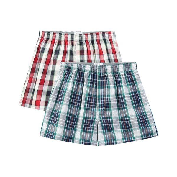

underpants classic plaid men's boxers cotton underwear trunks woven homme arrow panties boxer elastic waistband shorts loose men, Black;white