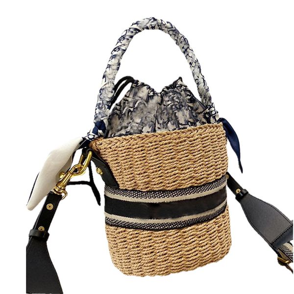 

fashion women beach bags 2022 summer classic shoulder handbags ladies grass straw luxury designers purse bohemia bucket bag crossbody handba