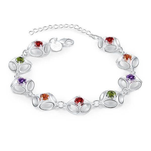 

charm bracelets personality color zircon ladies bracelet 925 silver lobster buckle necklace simple women's lucky, Golden;silver