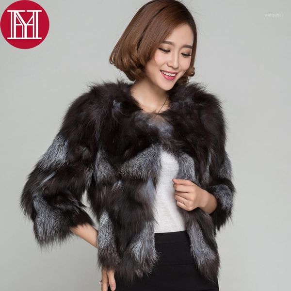 

2017 real natural silver fur coat fashion 100% real silver fur jacket short winter natural coats1, Black