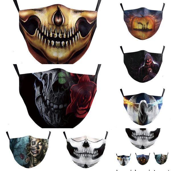 

fun halloween party digital masks print novelty skull mask cotton men women cosplay face dust windproof facemask 2 pl27t