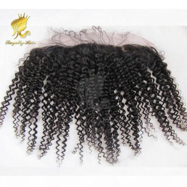 

100% human hair malaysian kinky curly closure 13x2inch human hair closure 8-20inch curly lace closure for black women, Black;brown