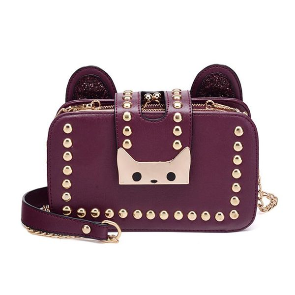 

fashion women rivet messenger bag women evening chain bag shoulder wallet with bolsas snap