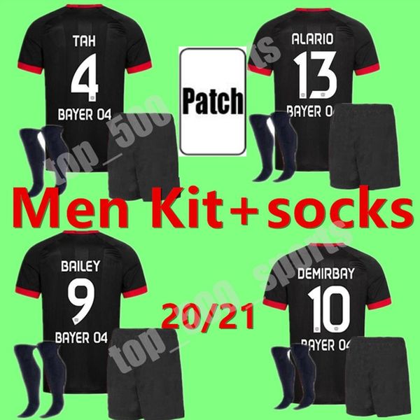 

20 21 leverkusen soccer jersey men kids kit l.bender brandt 2020 2021 bayer 04 leverkusen havertz demirbay alario volland football set shirt, Black