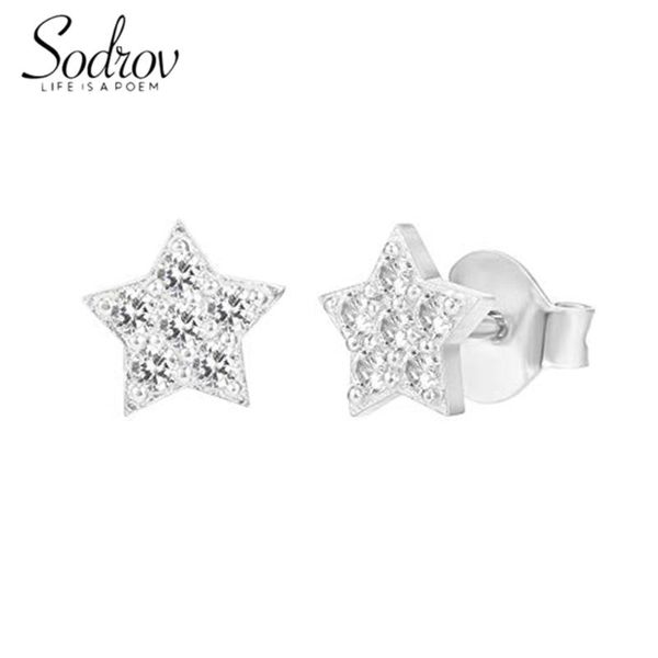 

stud sodrov 925 sterling silver simple earrings for women cute small jewelry gifts star, Golden;silver
