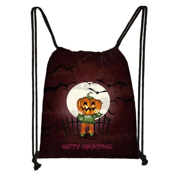 

halloween pumpkin trick or treat drawstring bag women storage bag horror witch skull kids candy bag trick or treat mini bags h wmtruy