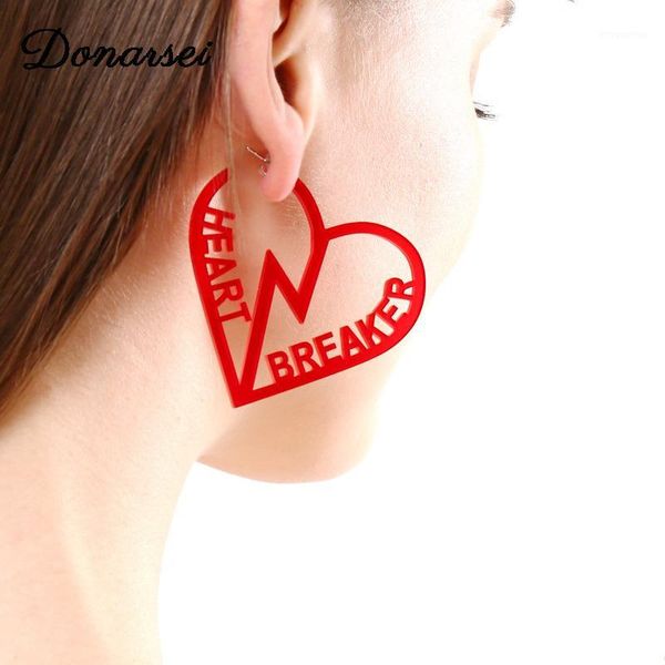 

donarsei fashion red heart breaker acrylic earrings coconut tree flame drop earrings letter dou dangle1, Silver