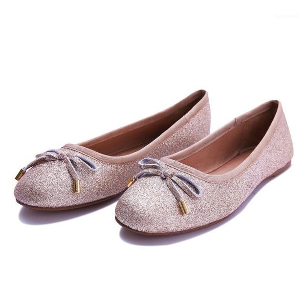 

sandals stal 2021 spring summer women shoe ballet flat sequins bow omelette shoes leisure round head mother pregnant shoes1, Black