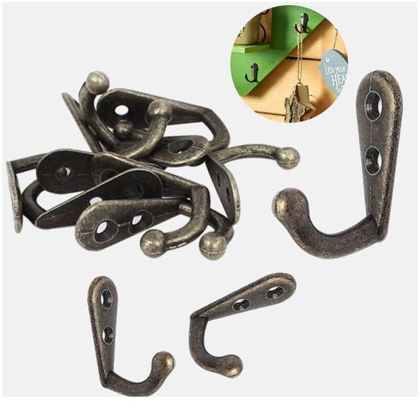 

10 pcs single prong hook classical mini size key holder wall mounted retro cloth hanger for hats towels keys room o wmtitm