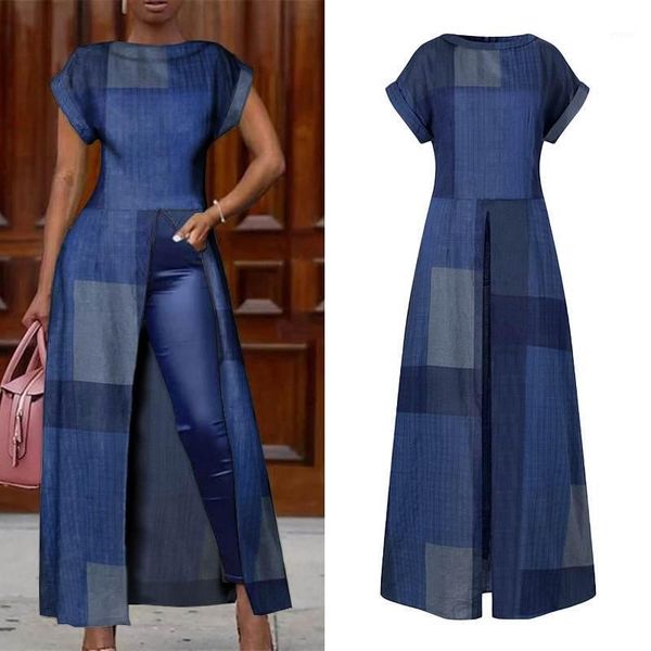 

summer party shirts women'tunic round neck patchwork printed vonda 2020 office ladies plus size blouse casual blusa1, White