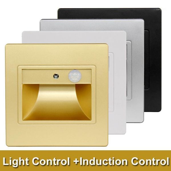 

wall lamp light+pir motion sensor recessed led stair light indoor step stairway sconce staircase lighting1