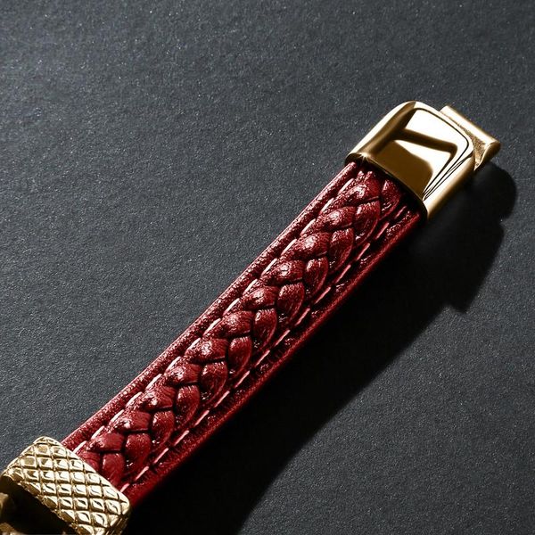 

2020 ретро мужские браслеты из натуральной кожи из нержавеющей стали браслет женщины горячее панк мода ювелирные изделия браслеты красный jl, Golden;silver