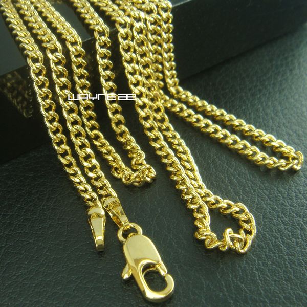 

n284) 18k gold filled 2mm curb rings ссылки цепную solid ожерелье подарок ​​45cm l, Silver